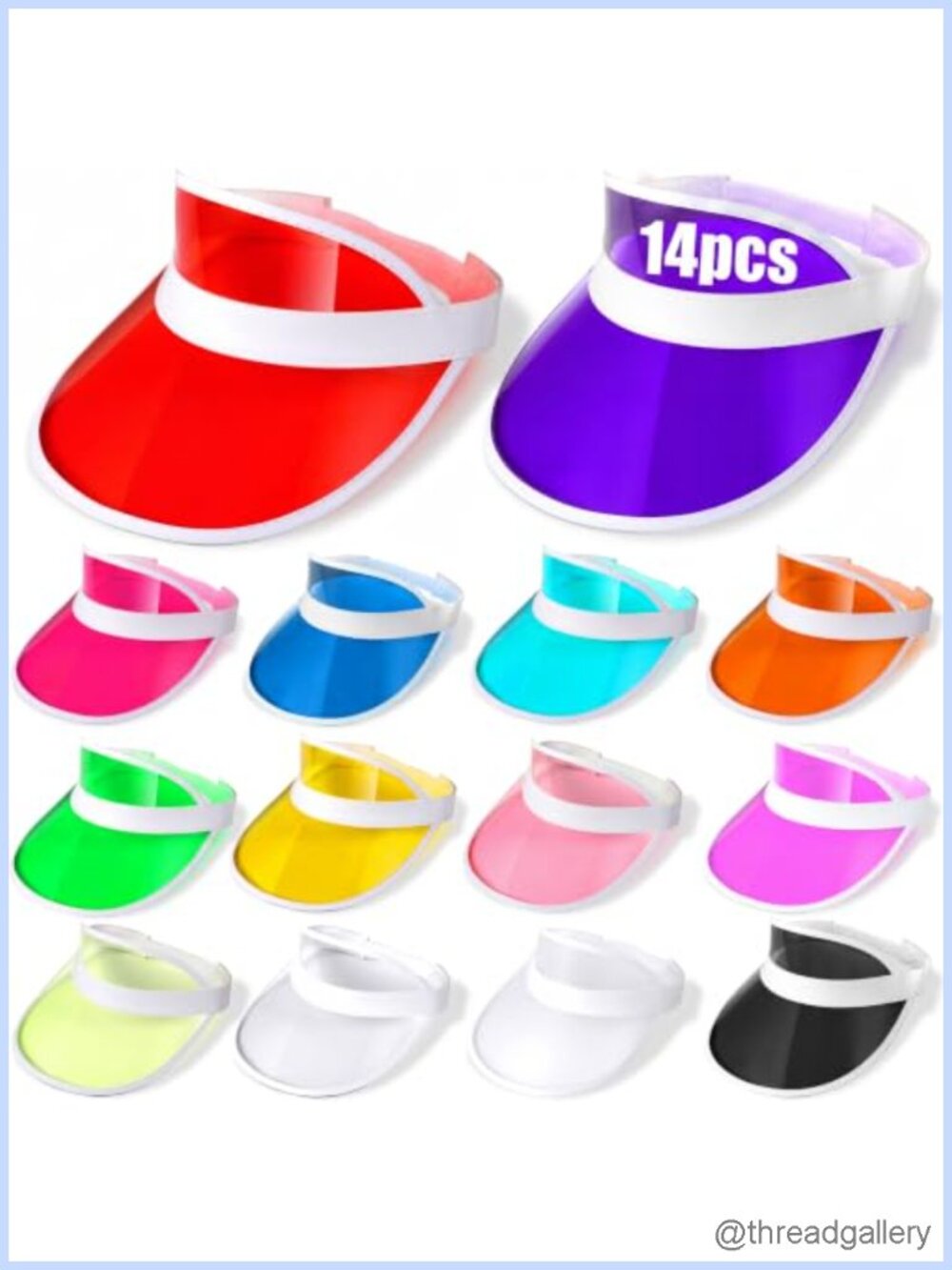 14 Pack Unisex Plastic Sun Visors Adjustable Sports Hats